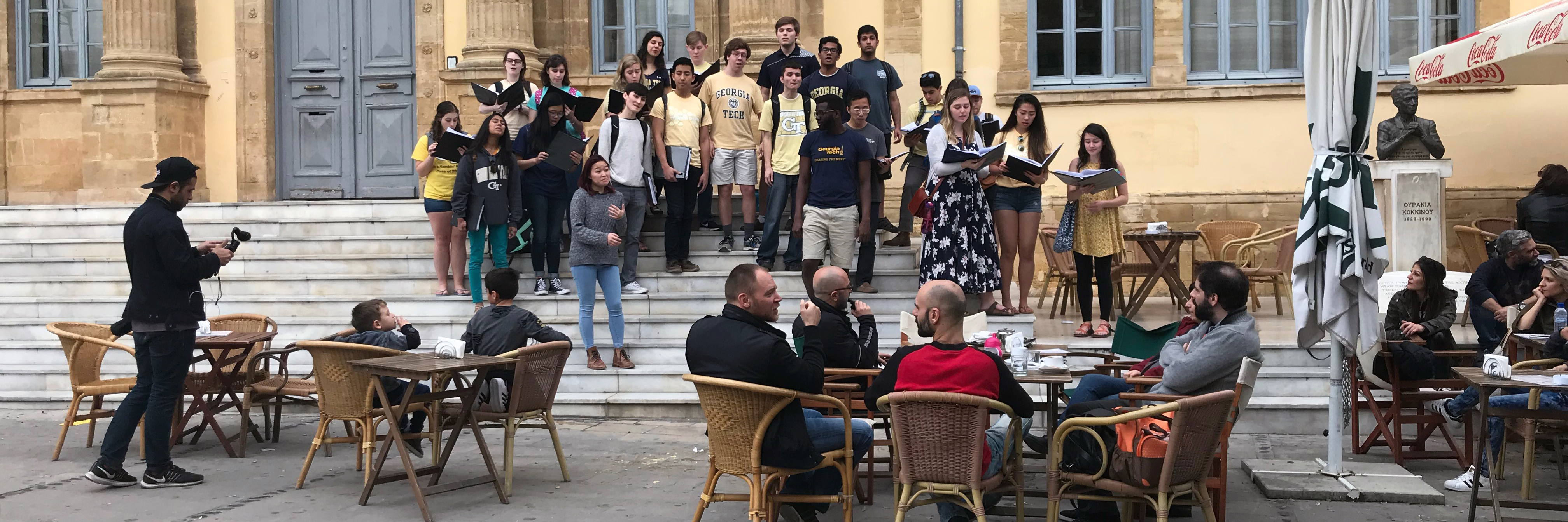 The Chamber Choir performs in a pop-up concert on the streets Nicosia, the capital city of Cyprus.